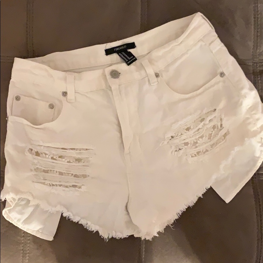 White denim shorts